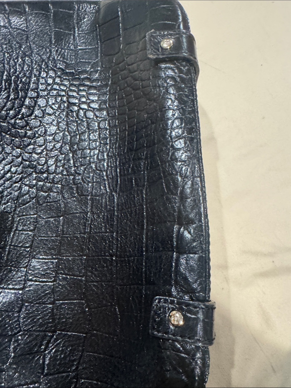 kate spade Black Croc-Embossed Shoulder Bag with Gold Hardware - Picture 6 of 6